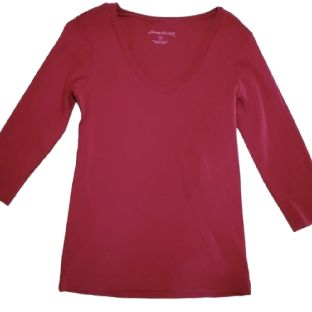 Eddie Bauer Womans Red Long Sleeve Shirt Size Medium‎